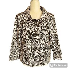 Ecologie Brown Zebra Stripe Print Jacket Size XL